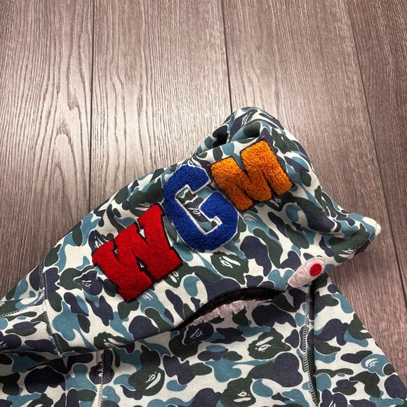 Bape ABC Camo Shark Full Zip Hoodie Blue Camo Medium Rare - Picture 6 of 13